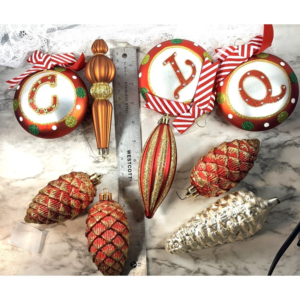 VTG Christmas Ornaments‎ set of 9 Plastic (P 2896)